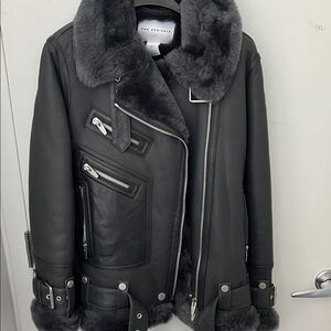 The Arrival Dark Gray Shearling Jacket (moya v)